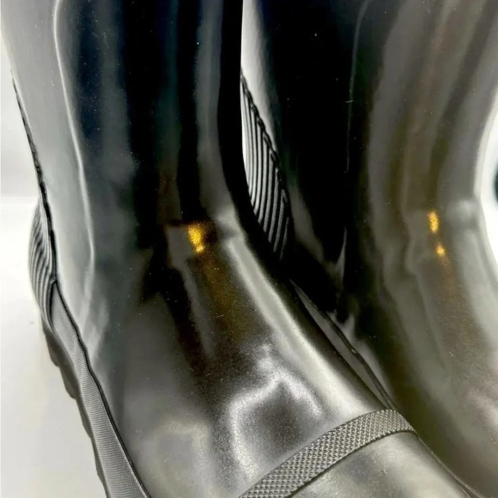 Sorel Joan Rain‎ Short Gloss Black Waterproof Boots 11 Gorpcore Camping 24-23